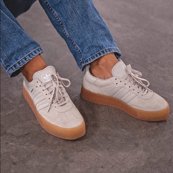 adidas originals samba rose sneakers in tan with gum sole